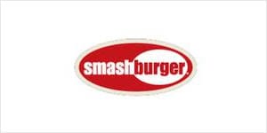 A red and white logo of smashburger.