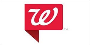 A red and white logo for walgreens.